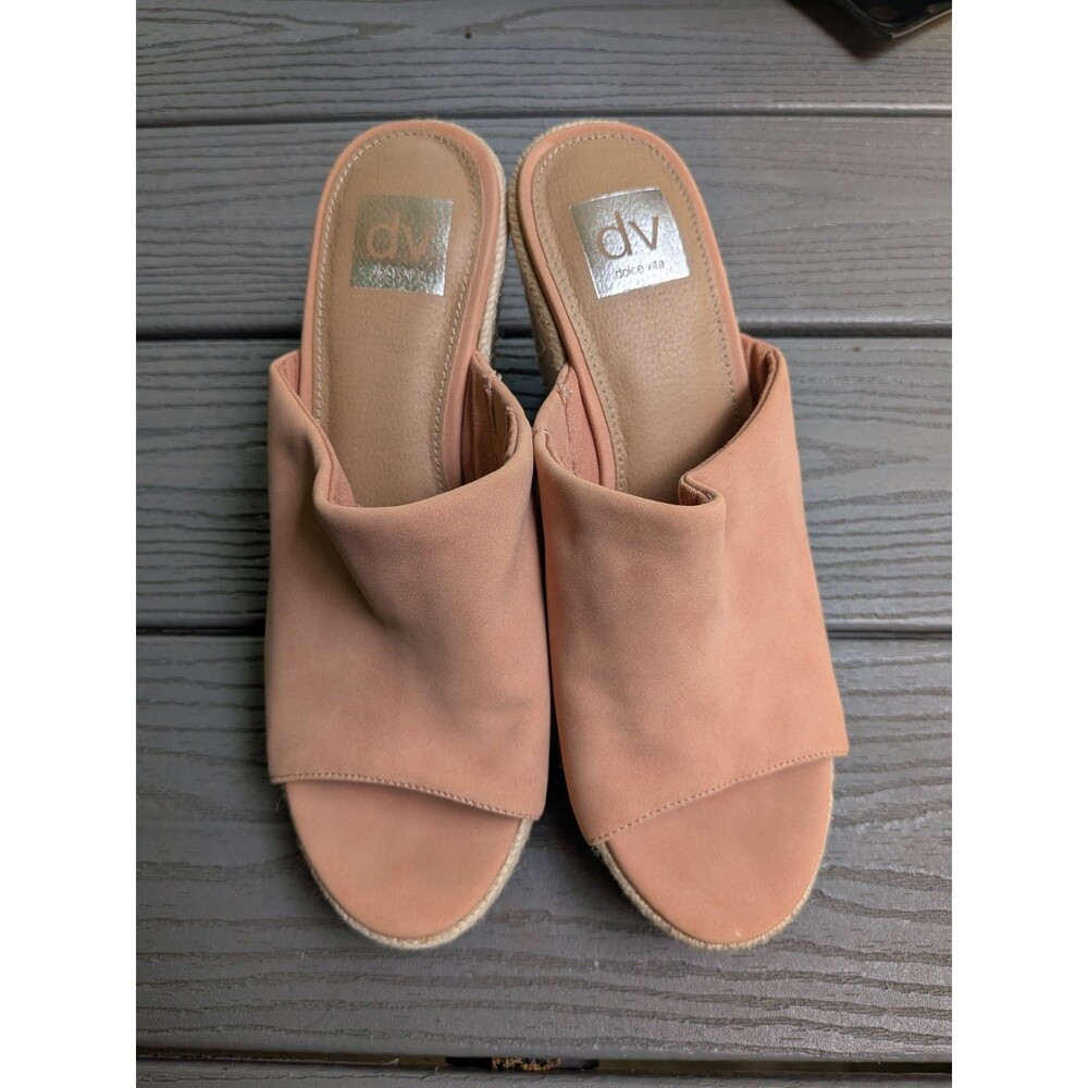 Dolce Vita Dixon Women’s 8.5 Blush Faux Suede Slip On Wedge Heel Sandals Shoes - Picture 3 of 12